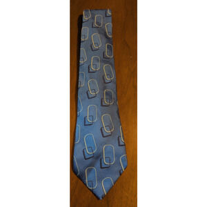 Vintage‎ ESCADA Italy Mens Silk Tie Royal Blue Geometric pattern